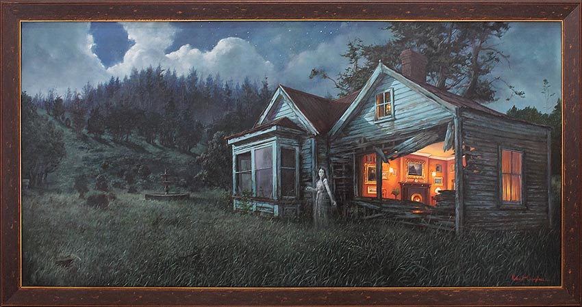 Robert Campion nz realism art, nocturnal house, oil on canvas